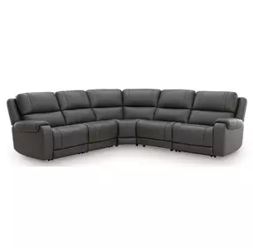 5Z Pendley Anchor Leather 5 Piece Modular Power Reclining Sectional with USB Charging and 2 Armless Chairs