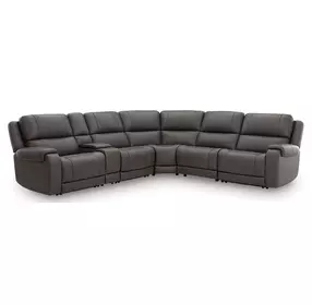 5Z Pendley Anchor Leather 6 Piece Modular Power Reclining Sectional with USB Charging and Storage Console