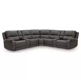 5Z Pendley Anchor Leather 7 Piece Modular Power Reclining Sectional with USB Charging and Heat Massage