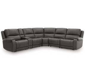 5Z Pendley Anchor Leather 6 Piece Modular Power Reclining Sectional with USB Charging and Console