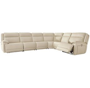 Double Deal Almond 6 Piece Reclining Sectional