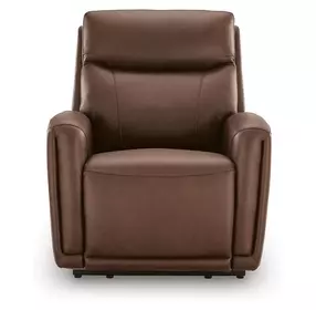 Bosara Umber Leather Auto Glide Power Recliner with Power Headrest and USB Charging