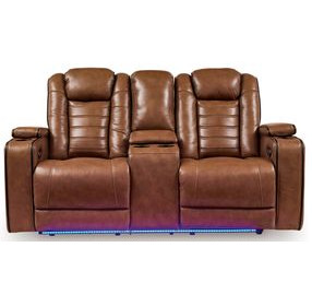 Mestrino Amber Leather 77" Power Reclining Loveseat with Console and USB Charging