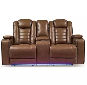Mestrino Amber Leather 77" Power Reclining Loveseat with Console and USB Charging