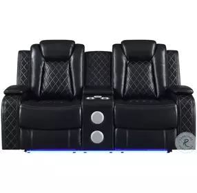 Orion Black Power Reclining 75" Console Loveseat With Power Headrest And Footrest