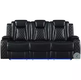 Orion Black Power 85" Reclining Sofa With Power Headrest And Footrest