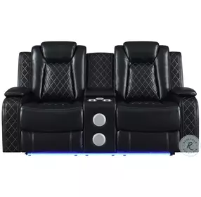 Orion II Black 79" Reclining Console Loveseat