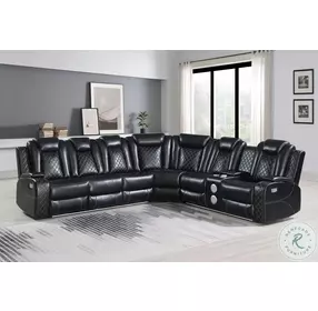 Orion II Black 3 Piece Power Reclining Sectional With Adjustable Headrest