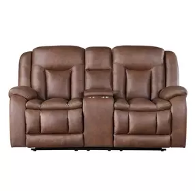 Morello Brown Power Reclining 77" Console Loveseat Power Footrest