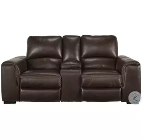 Alessandro Walnut 84" Power Reclining Console Loveseat