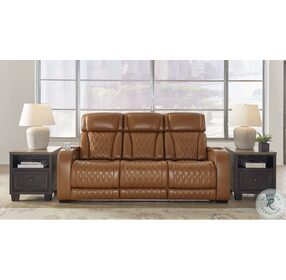 Boyington Caramel Power Reclining Sofa with Adjustable Headrest