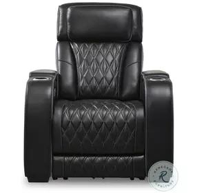 Boyington Black Leather Power Recliner with Adjustable Headrest