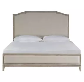 Waverly Beige and Rolling Fog King Upholstered Panel Bed