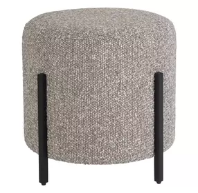 Coaslesce Gray Upholstered Round Pouf
