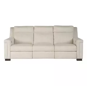 Flexwell Beige Performance Fabric 93" Dual Power Reclining Mixon Sofa with USB Charging
