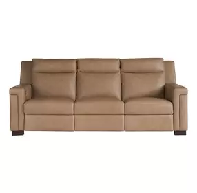 Flexwell Brown Leather 93" Dual Power Reclining Mixon Sofa with USB Charging