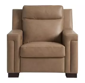 Flexwell Brown Leather Power Recliner with USB Charging
