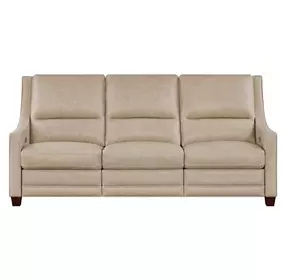 Serene Beige Leather 84" Dual Power Reclining Sofa with USB Charging