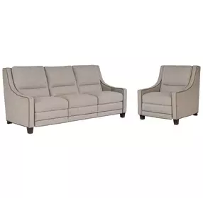 Flexwell Gray Performance Fabric Dual Power Reclining Kelce Living Room Set with USB Charging
