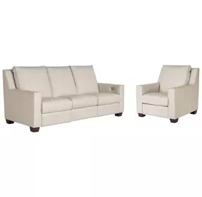 Flexwell White Leather Dual Power Reclining Tucker Living Room Set with USB Charging