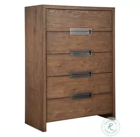 Atlas Medium Brown Oak 5 Drawer Chest