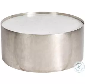 Aspen White Banswara And Antique Nickel Cocktail Table