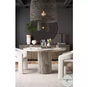 Meadow White Travertine Dining Room Set