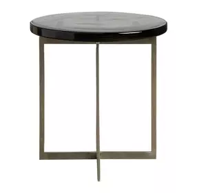 Grace Smoke and Antique Nickel Outdoor Round Glass Top Jordan Spot Table