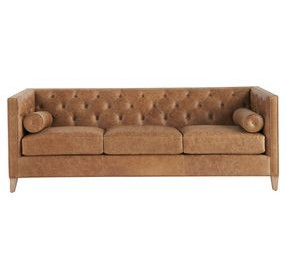 Wenston Sienna Aztec 90" Leather Sofa with Pillows