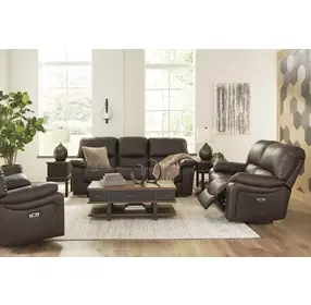 Leesworth Dark Brown Power Reclining Living Room Set
