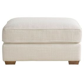 Leah Cream Performance Fabric Rectangular Ottoman