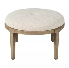 Abode Beige and Boulder Upholstered Round Bunching Ottoman