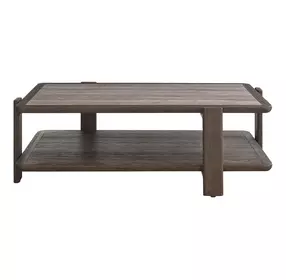 Evermont Sable and Dark Gray Rectangular Travertine Top Cocktail Table