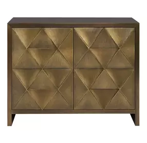 Modern Aged Gold 2 Door Origami Hall Chest