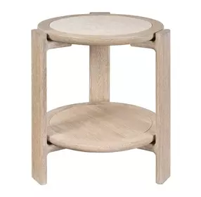 Evermont Desert and White Round Travertine Top Side Table
