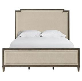 Montclair Cocoa and Silken Fog Queen Upholstered Panel Bed