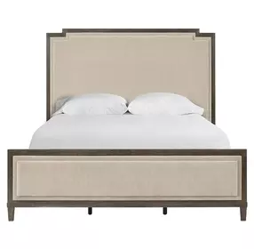 Montclair Cocoa and Silken Fog Queen Upholstered Panel Bed