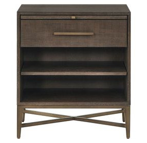 Montclair Embossed Cocoa 1 Drawer Nightstand with USB Charging