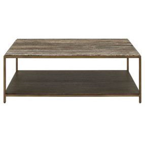 Montclair Brindle and Smoked Gold Rectangular Travertine Top Cocktail Table