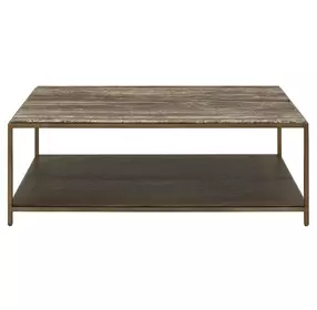 Montclair Brindle and Smoked Gold Rectangular Travertine Top Cocktail Table