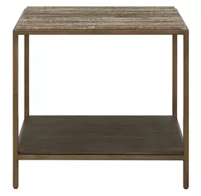 Montclair Brindle and Smoked Gold Rectangular Travertine Top End Table