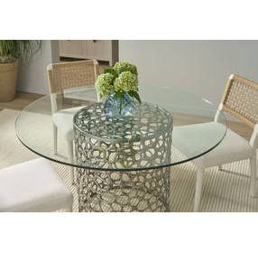 Oasis Antique Nickel 54" Round Glass Top Dining Room Set