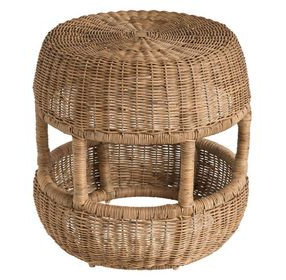 Azure Woven Slimit Brown Round Stool
