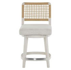 Azure Shoreline and Nomad Snow Performance Fabric Woven Back Swivel Counter Height Stool