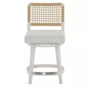 Azure Shoreline and Nomad Snow Performance Fabric Woven Back Swivel Counter Height Stool