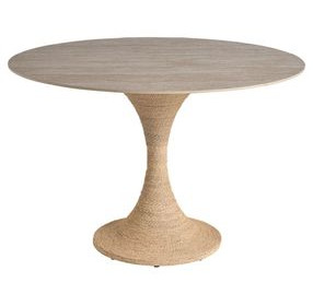 Oasis Abaca and Travertine 44" Round Dining Table
