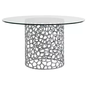 Oasis Antique Nickel 54" Round Glass Top Dining Table