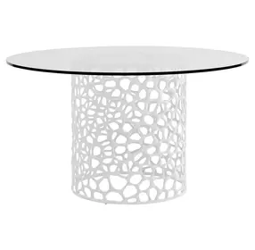 Oasis White 54" Round Glass Top Dining Table