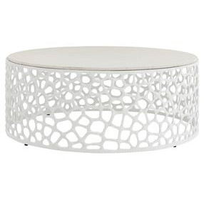 Oasis White Round Quartz Top Cocktail Table