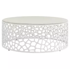Oasis White Round Quartz Top Cocktail Table